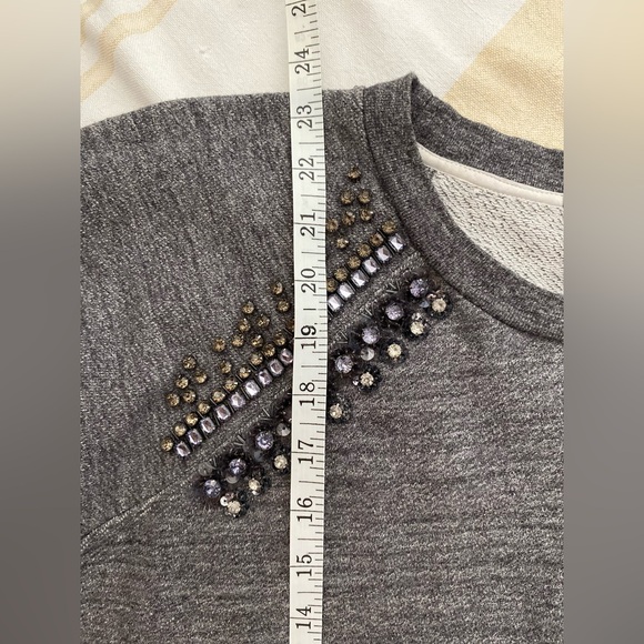 J. Crew 💎 Beloved Bejeweled Sweatshirt, Black Label, Raglan Sleeve, SZ L - Picture 9 of 14